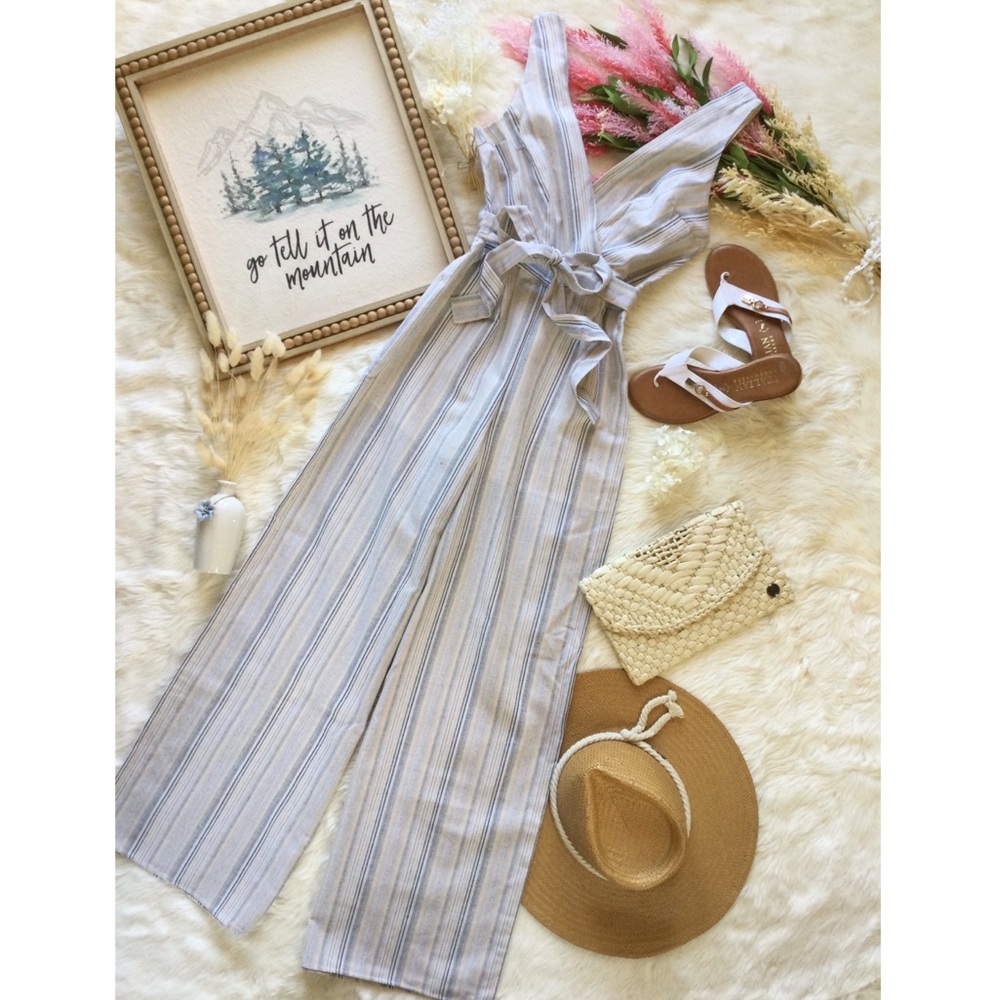 NWT Harper Brown & Tan Woven Wide Leg Jumpsuit Sz XS Linen Like Western
